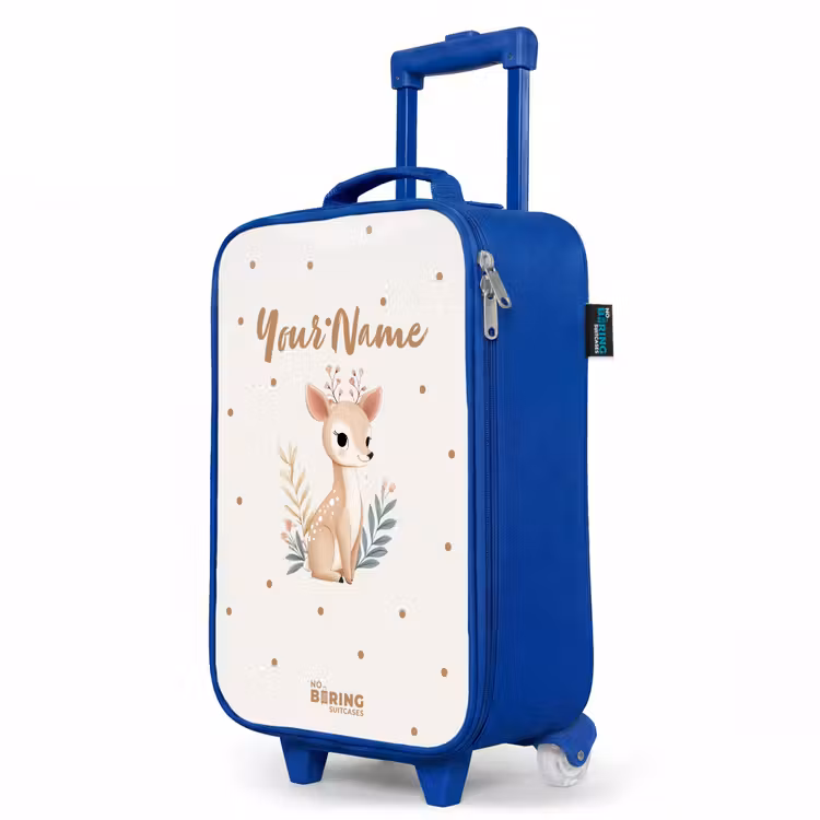 Children's suitcase - Blue - Deer with plants in a field of dots — 5
