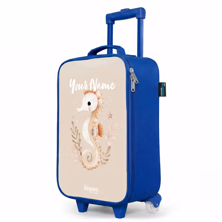 Children's suitcase - Blue - Pink seahorse among sea plants — 5