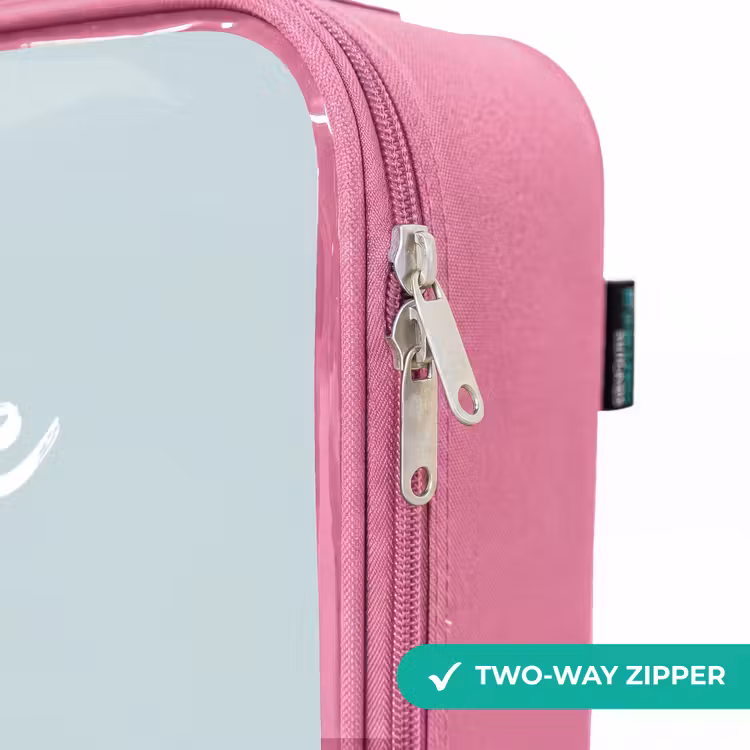Children's suitcase - Pink - Beige dolphin in blue water — 4