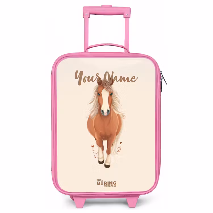 Children's suitcase - Pink - Brown horse in gallop — 1