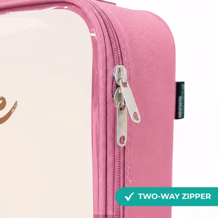 Children's suitcase - Pink - Brown spotted puppy on a beige background — 4