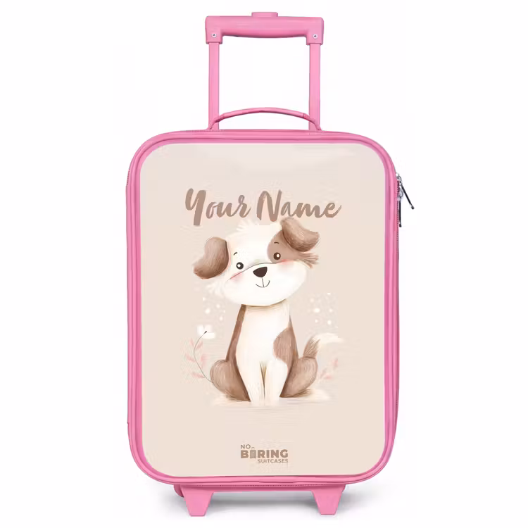 Children's suitcase - Pink - Dog in the colors brown and beige — 1
