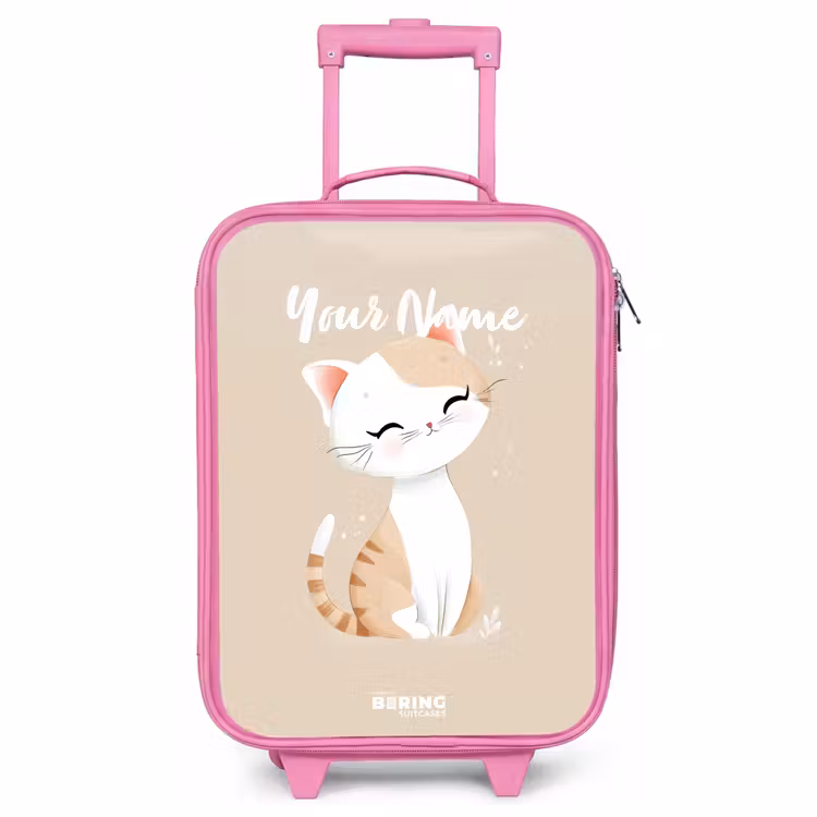 Children's suitcase - Pink - Kitten in the colors beige and white — 1