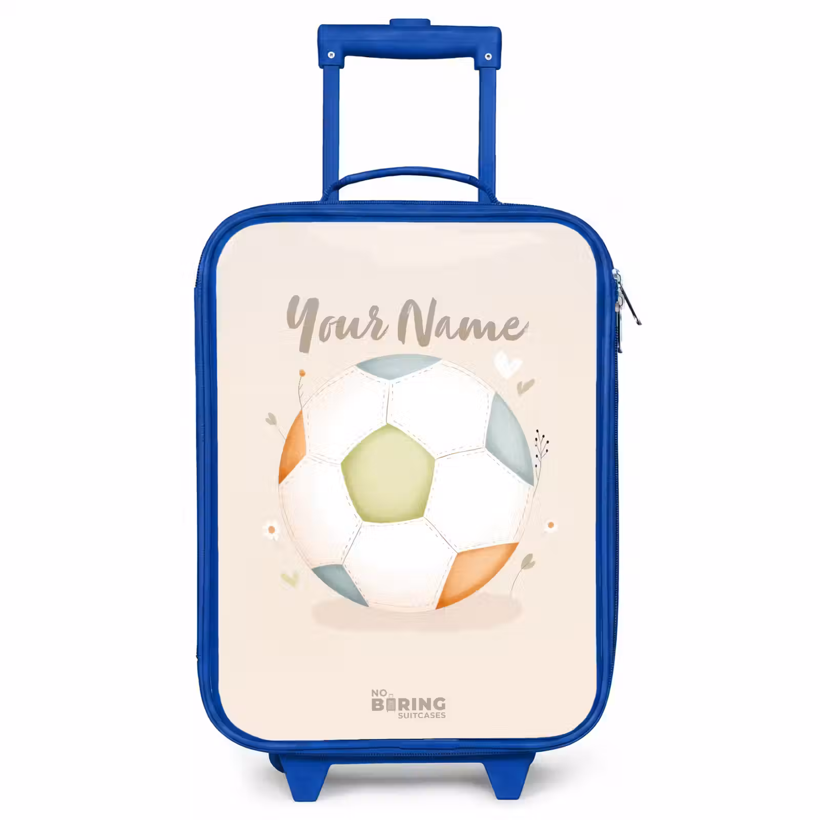 Children's suitcase - Blue - Soccer in beige pastel colors — 1