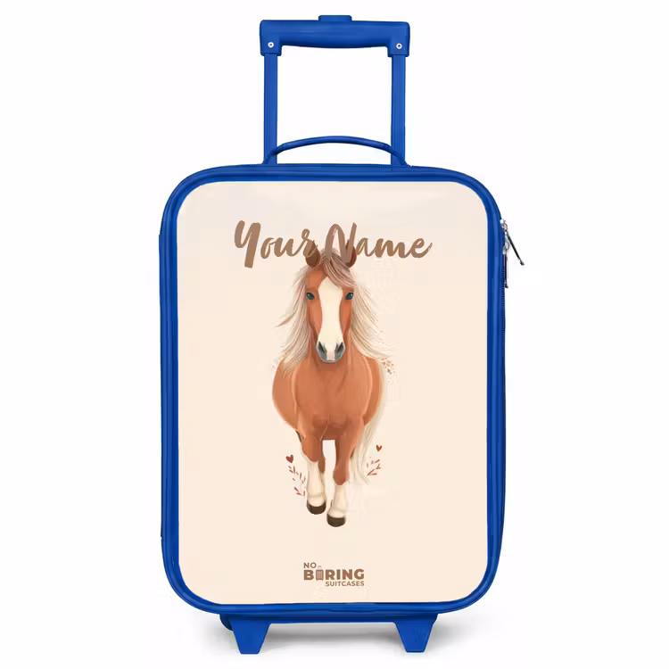 Children's suitcase - Blue - Brown horse in gallop — 1