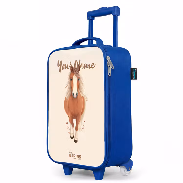 Children's suitcase - Blue - Brown horse in gallop — 5
