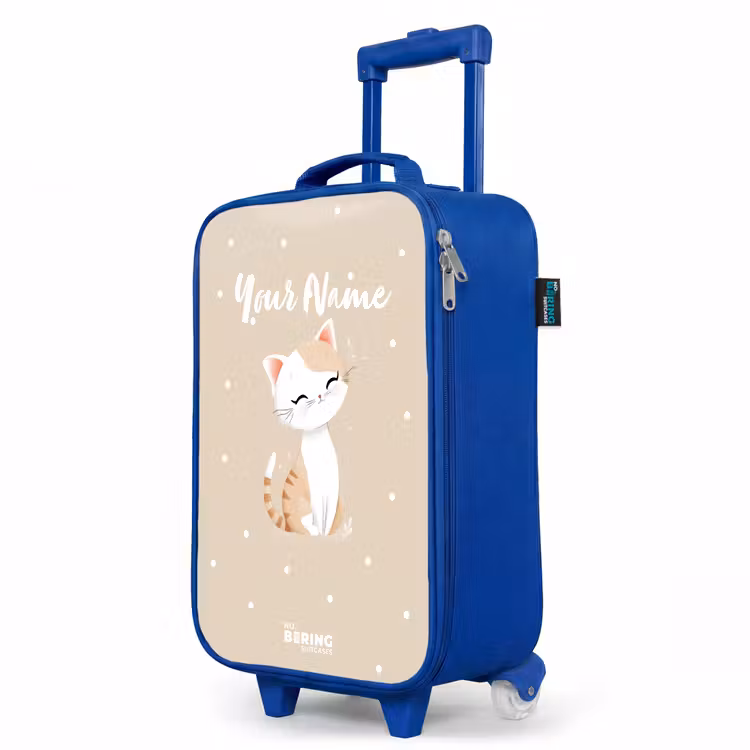Children's suitcase - Blue - Cat surrounded by beige dots — 5