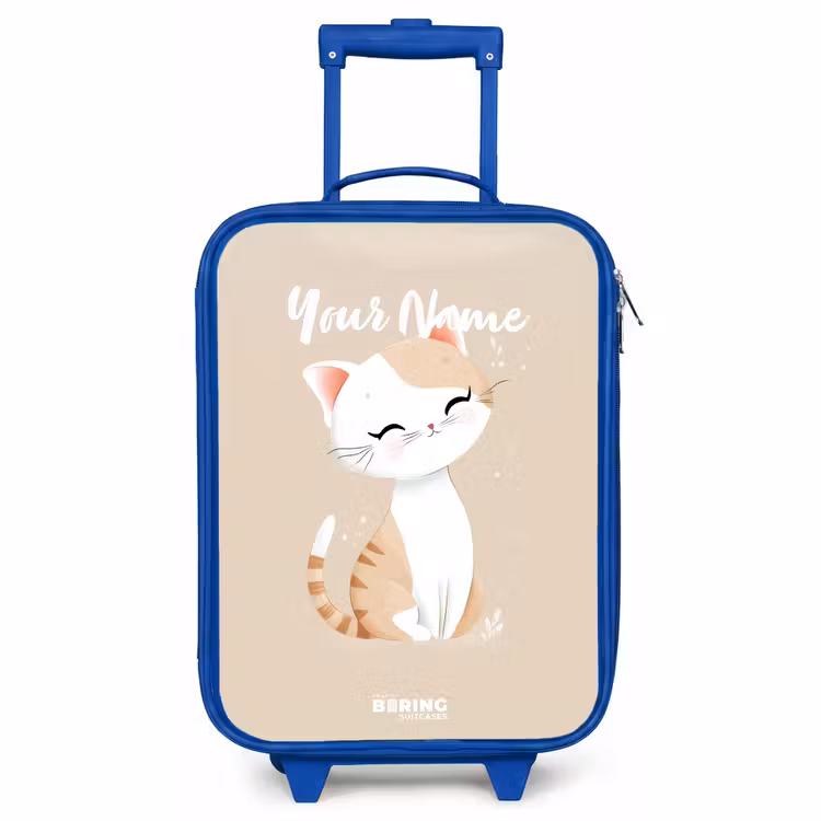 Children's suitcase - Blue - Kitten in the colors beige and white — 1