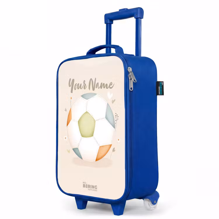 Children's suitcase - Blue - Soccer in beige pastel colors — 5