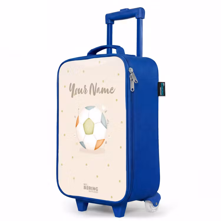 Children's suitcase - Blue - Soccer in beige pastel colors — 5