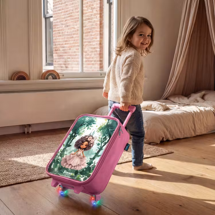 Children's suitcase - Pink - Girl with dark curls in the forest — 2