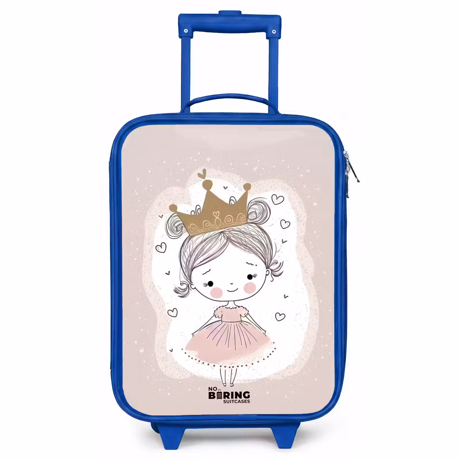 Children's suitcase - Blue - Princess on colored background with hearts — 1