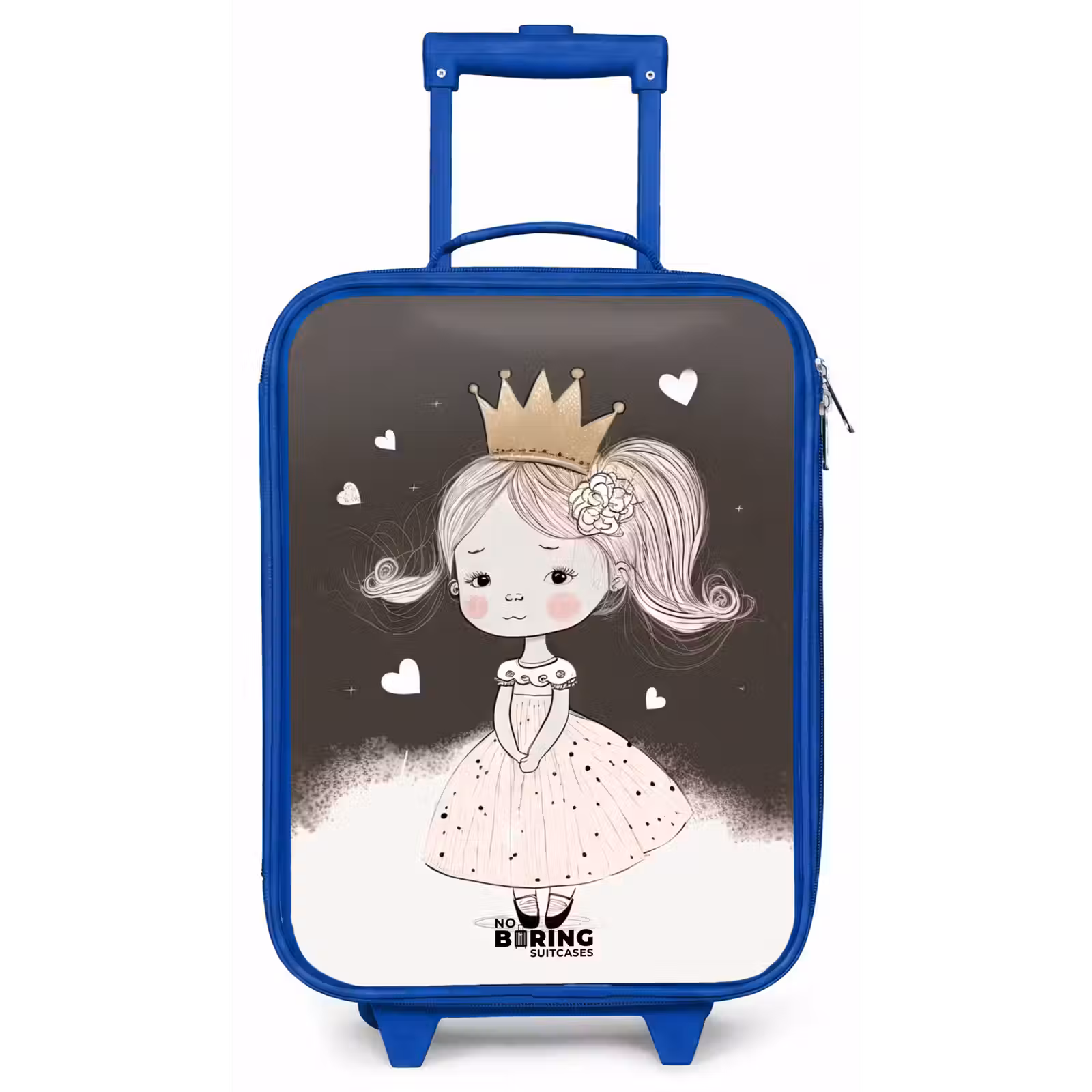 Children's suitcase - Blue - Shy princess with flower — 1