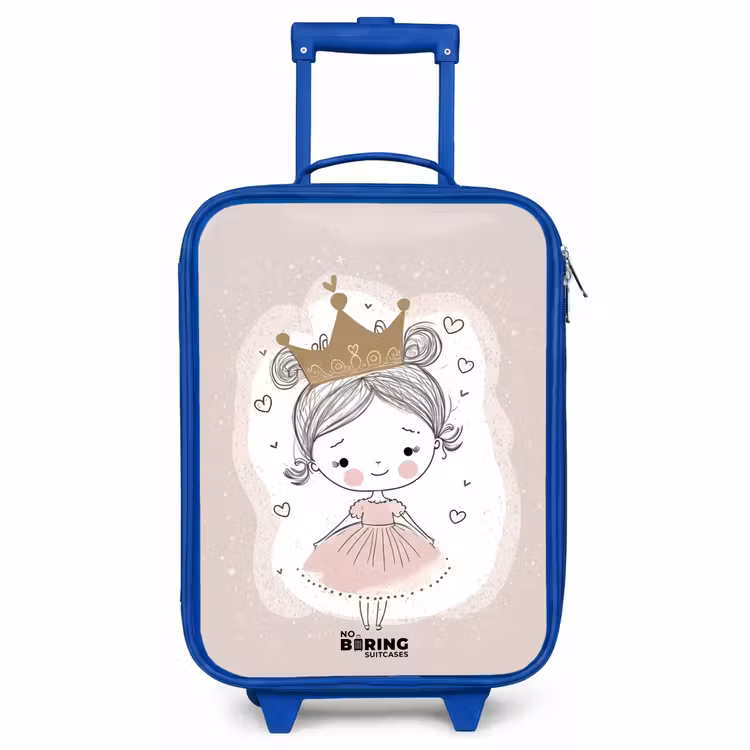 Children's suitcase - Blue - Princess on colored background with hearts — 1
