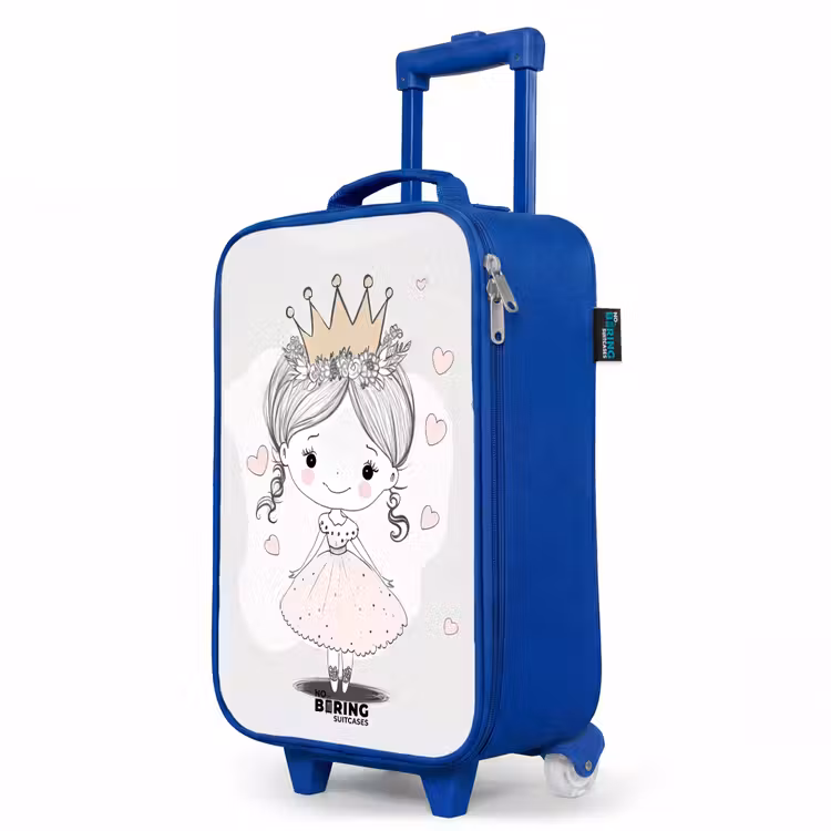 Children's suitcase - Blue - Princess with crown and pink hearts — 5