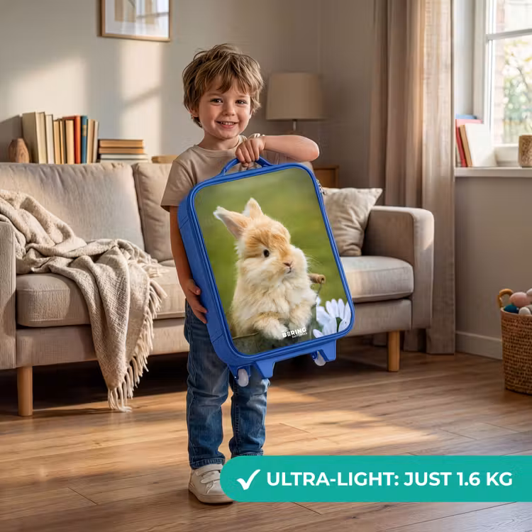 Children's suitcase - Blue - Rabbit in flower pot — 3