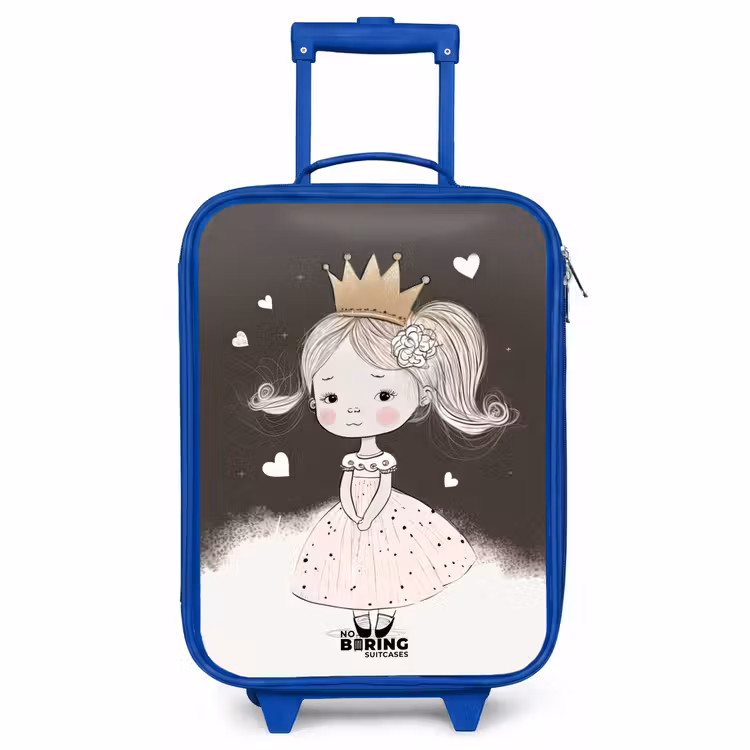 Children's suitcase - Blue - Shy princess with flower — 1