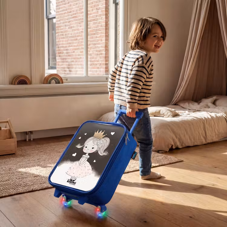 Children's suitcase - Blue - Shy princess with flower — 2