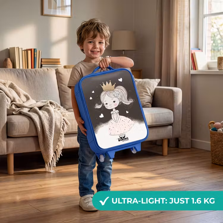 Children's suitcase - Blue - Shy princess with flower — 3