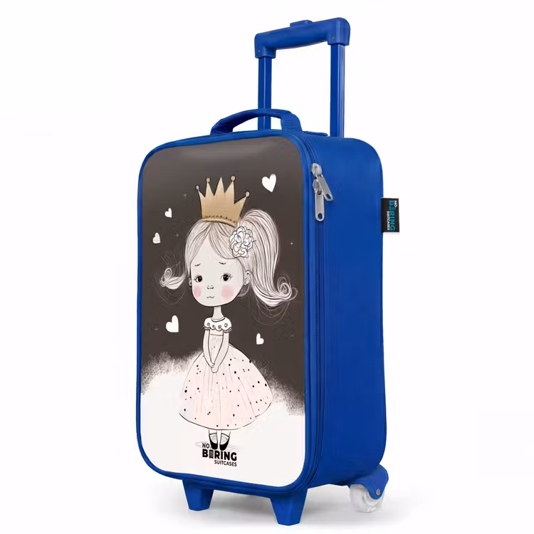 Children's suitcase - Blue - Shy princess with flower — 5