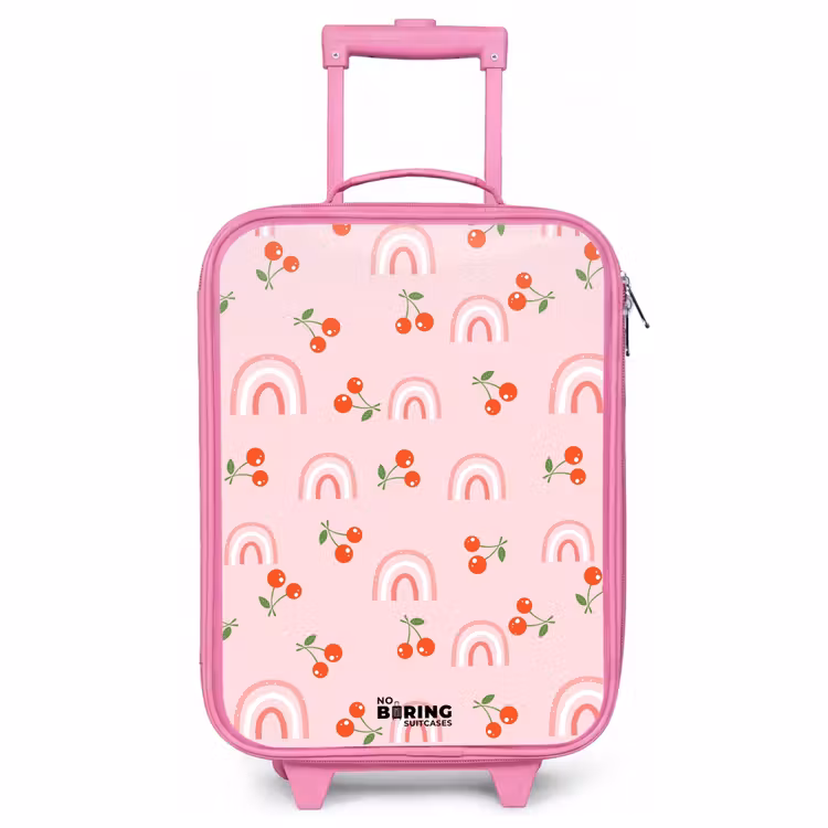 Children's suitcase - Pink - Pink with rainbow and cherry pattern — 1