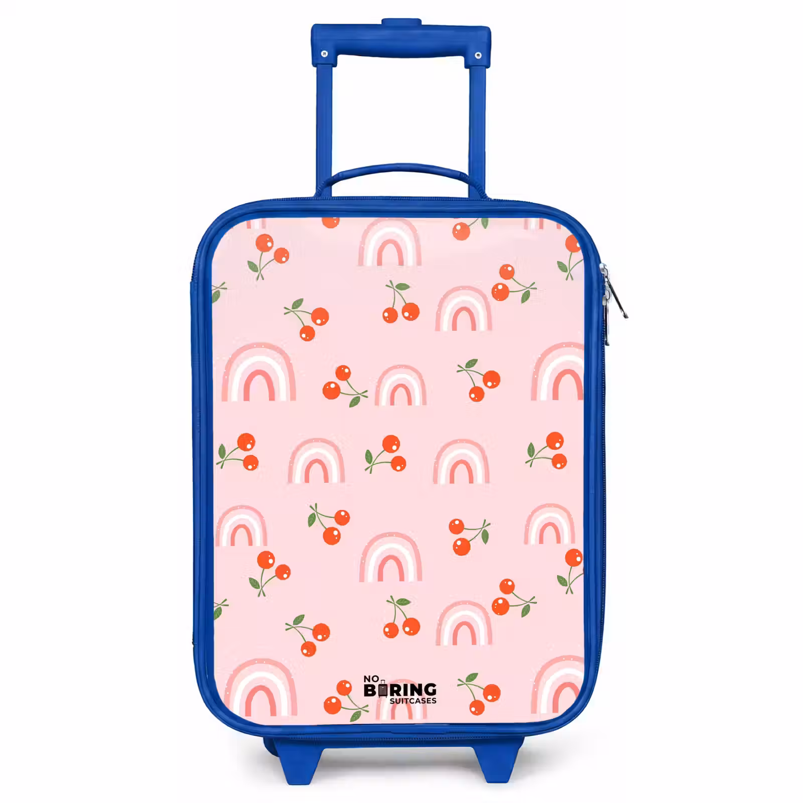 Children's suitcase - Blue - Pink with rainbow and cherry pattern — 1