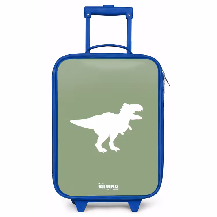 Children's suitcase - Blue - Green with T-rex dino — 1