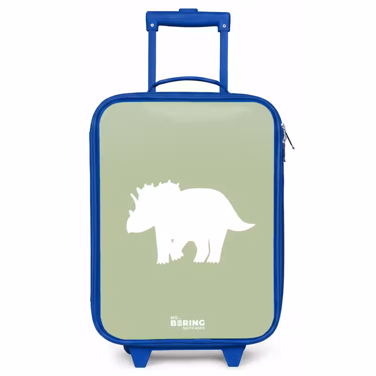 Children's suitcase - Blue - Green with Triceratops dino — 1