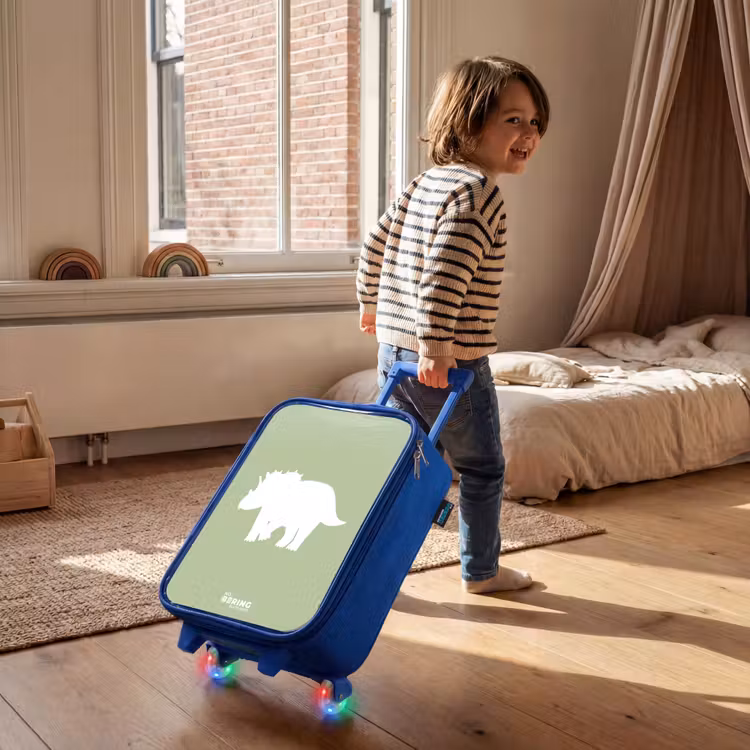 Children's suitcase - Blue - Green with Triceratops dino — 2