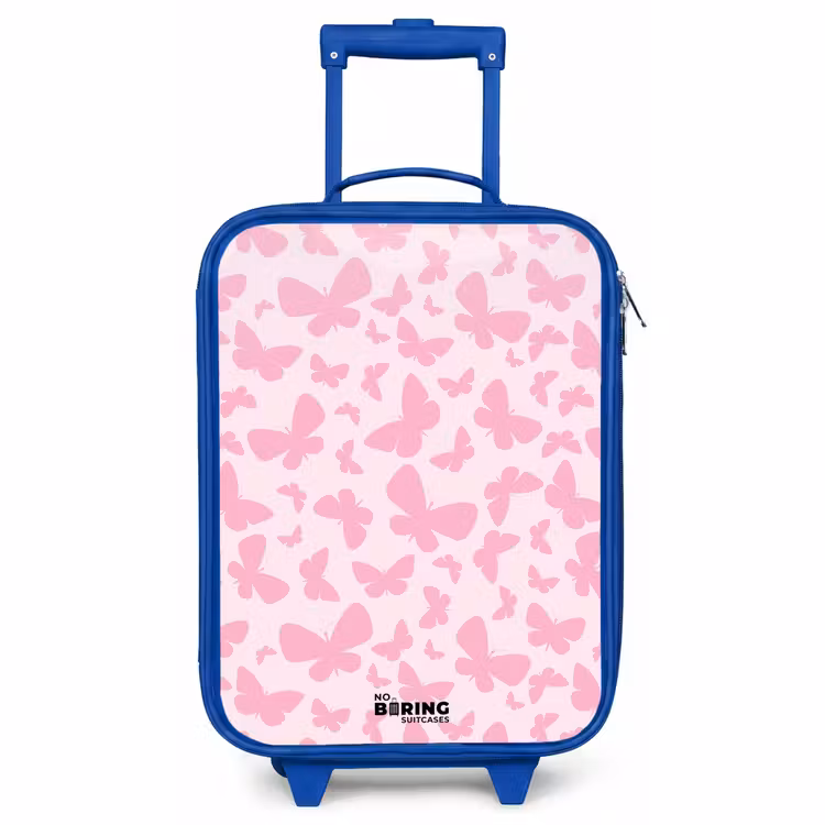 Children's suitcase - Blue - Pink butterflies — 1