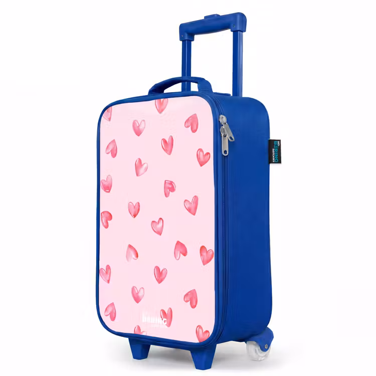Children's suitcase - Blue - Pink hearts — 5