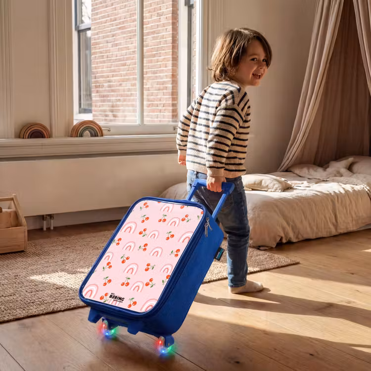 Children's suitcase - Blue - Pink with rainbow and cherry pattern — 2
