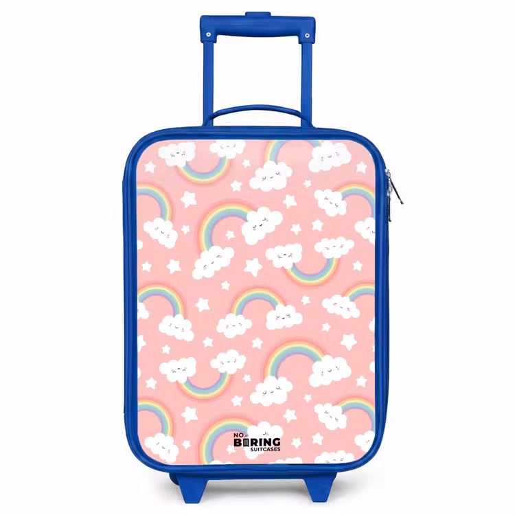 Children's suitcase - Blue - Pink with rainbow pattern — 1