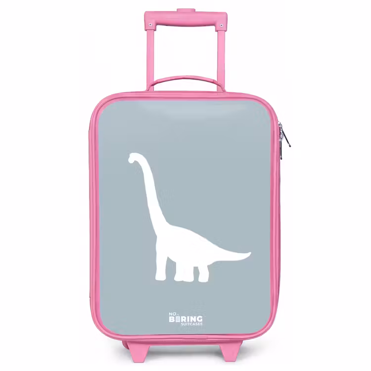 Children's suitcase - Pink - Blue with Brachiosaurus dino — 1