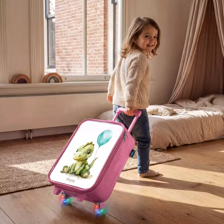 Children's suitcase - Pink - Dino with blue balloon — 2