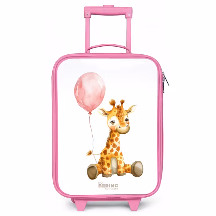 Children's suitcase - Pink - Giraffe with pink balloon — 1