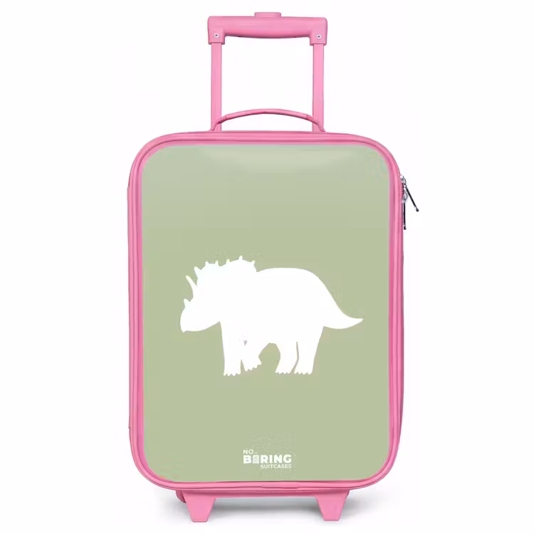 Children's suitcase - Pink - Green with Triceratops dino — 1