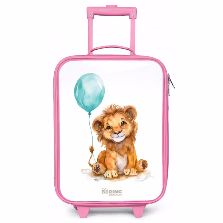 Children's suitcase - Pink - Lion with blue balloon — 1