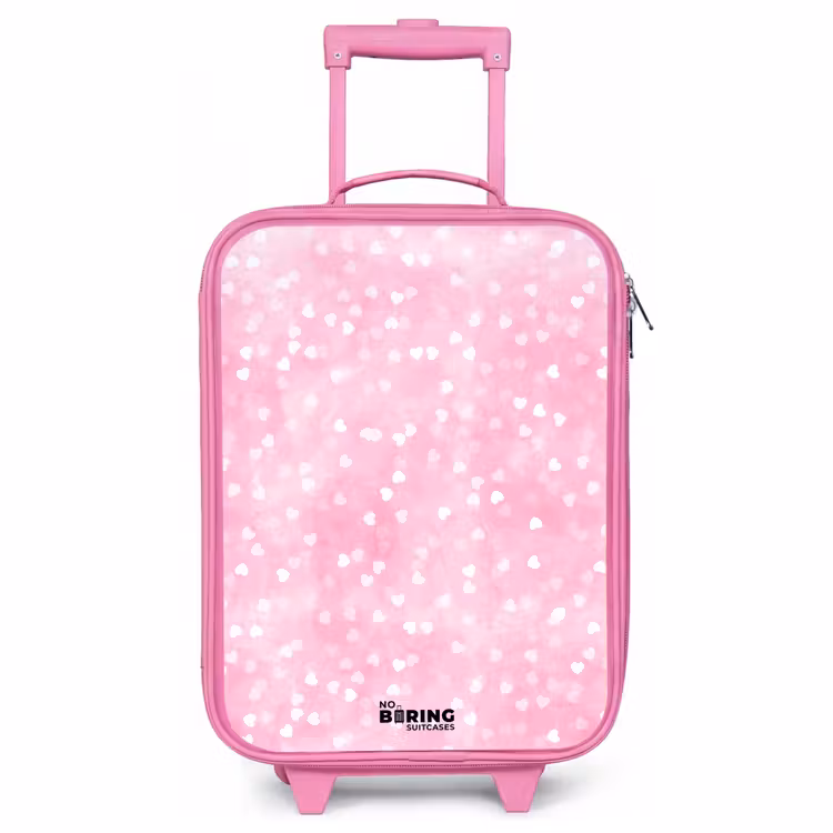 Children's suitcase - Pink - Pink glitter hearts — 1