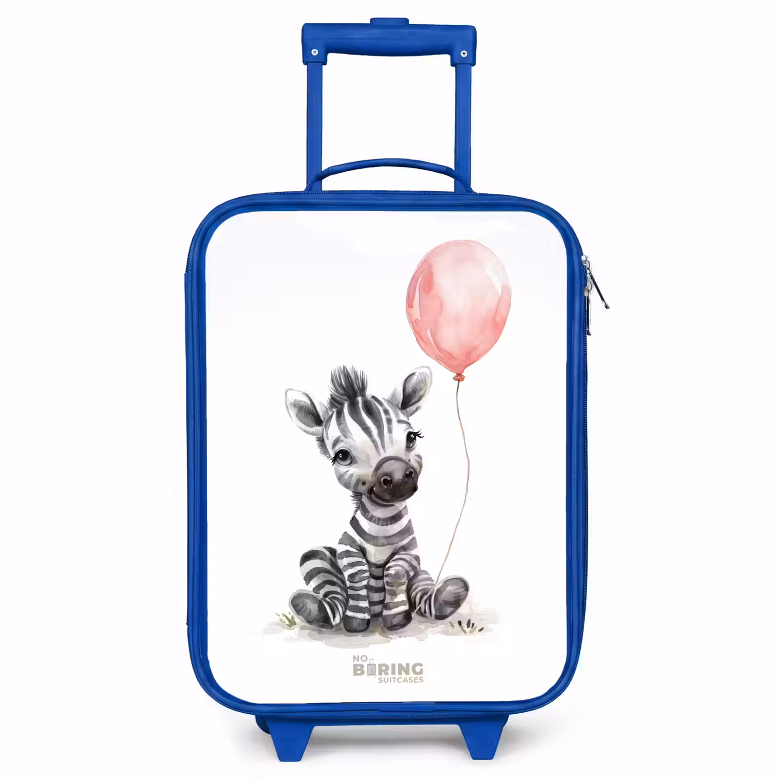 Children's suitcase - Blue - Zebra with pink balloon — 1