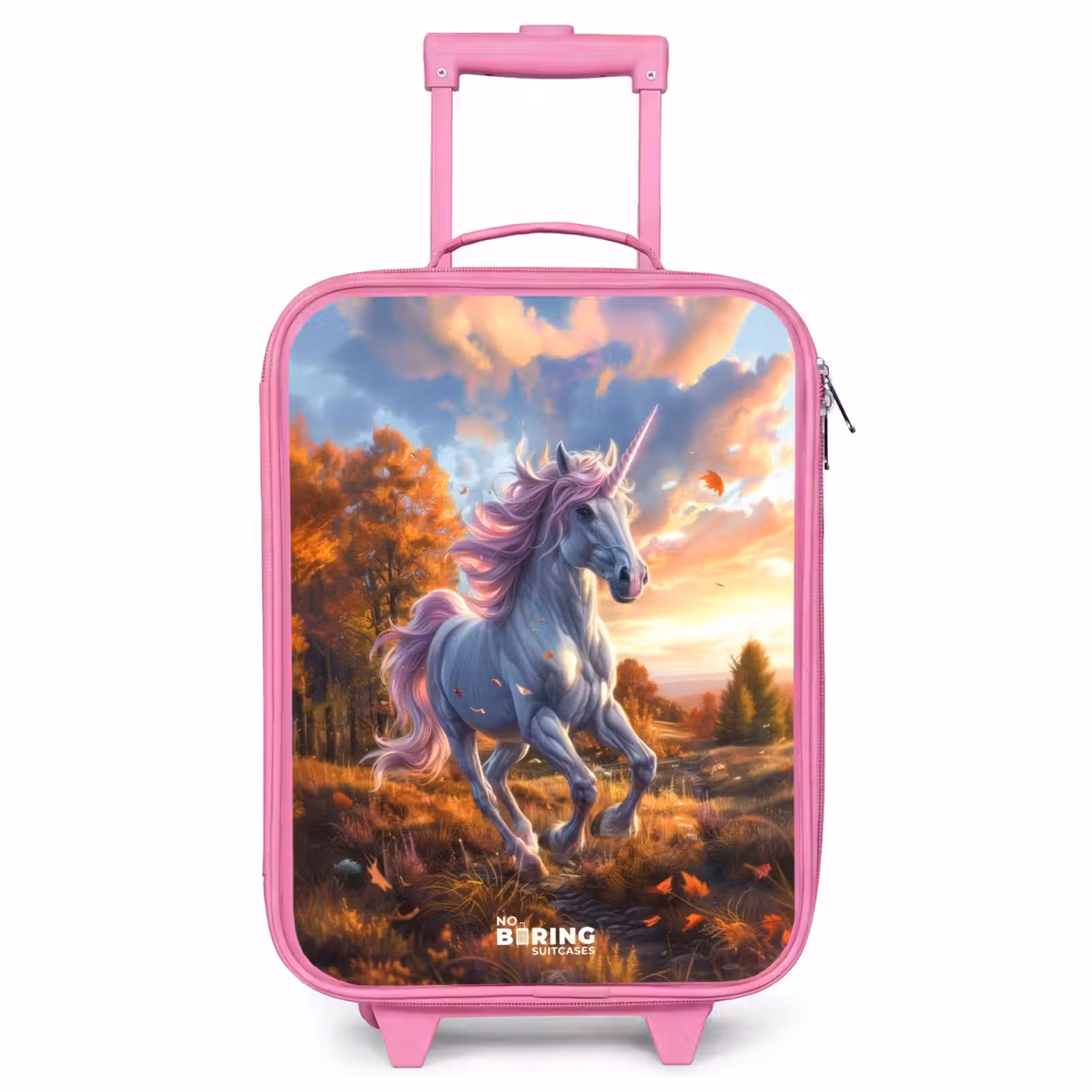Children's suitcase - Pink - Galloping Unicorn in Autumn World — 1
