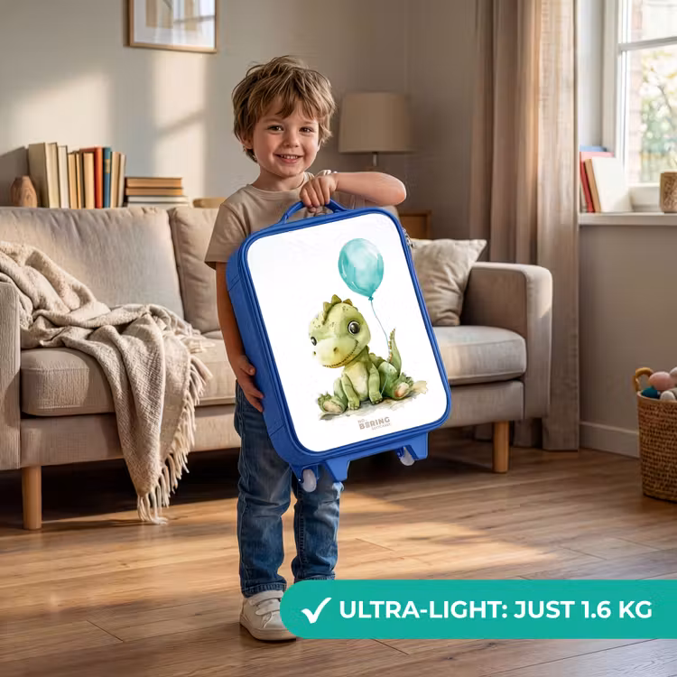 Children's suitcase - Blue - Dino with blue balloon — 3