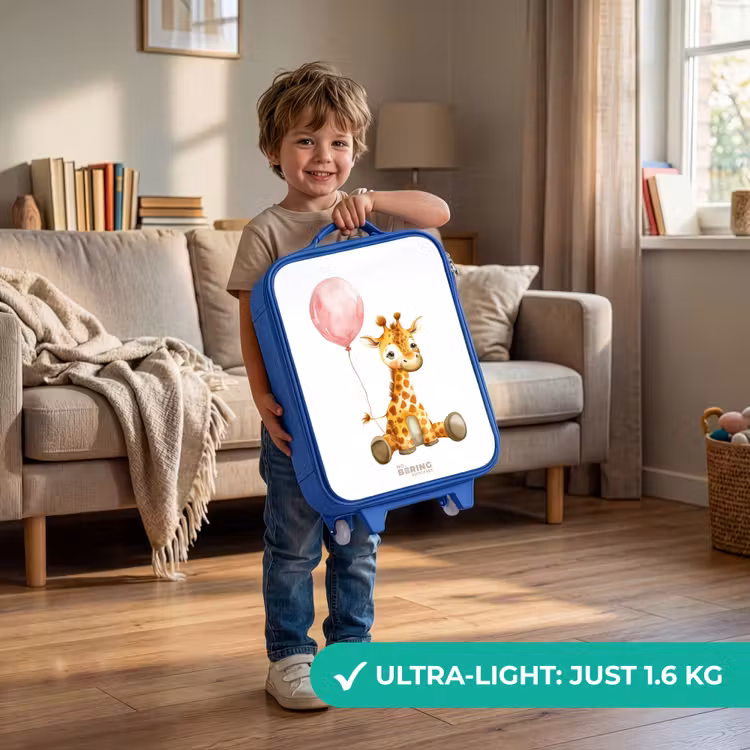 Children's suitcase - Blue - Giraffe with pink balloon — 3