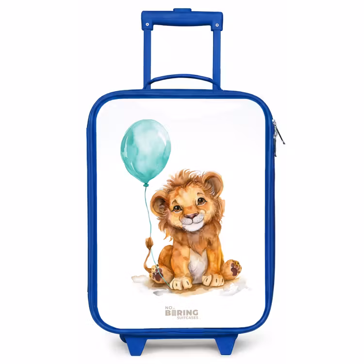 Children's suitcase - Blue - Lion with blue balloon — 1