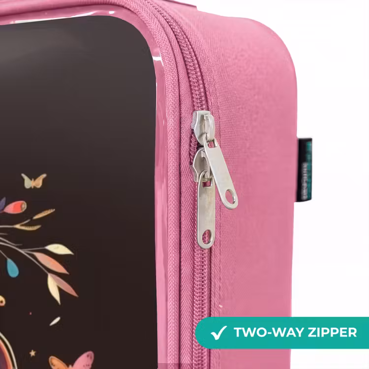 Children's suitcase - Pink - Unicorn and Flowers on Black Background — 4