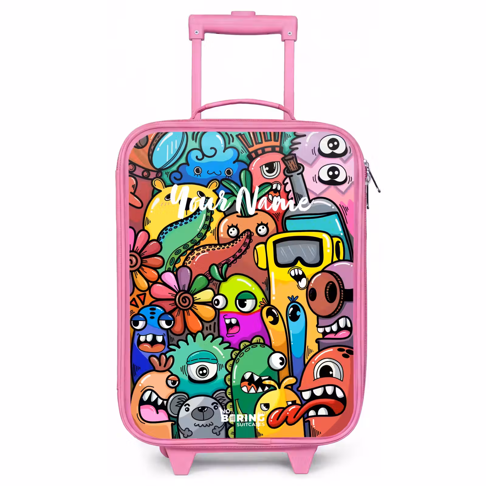 Children's suitcase - Pink - Expressive and busy pattern with samples — 1