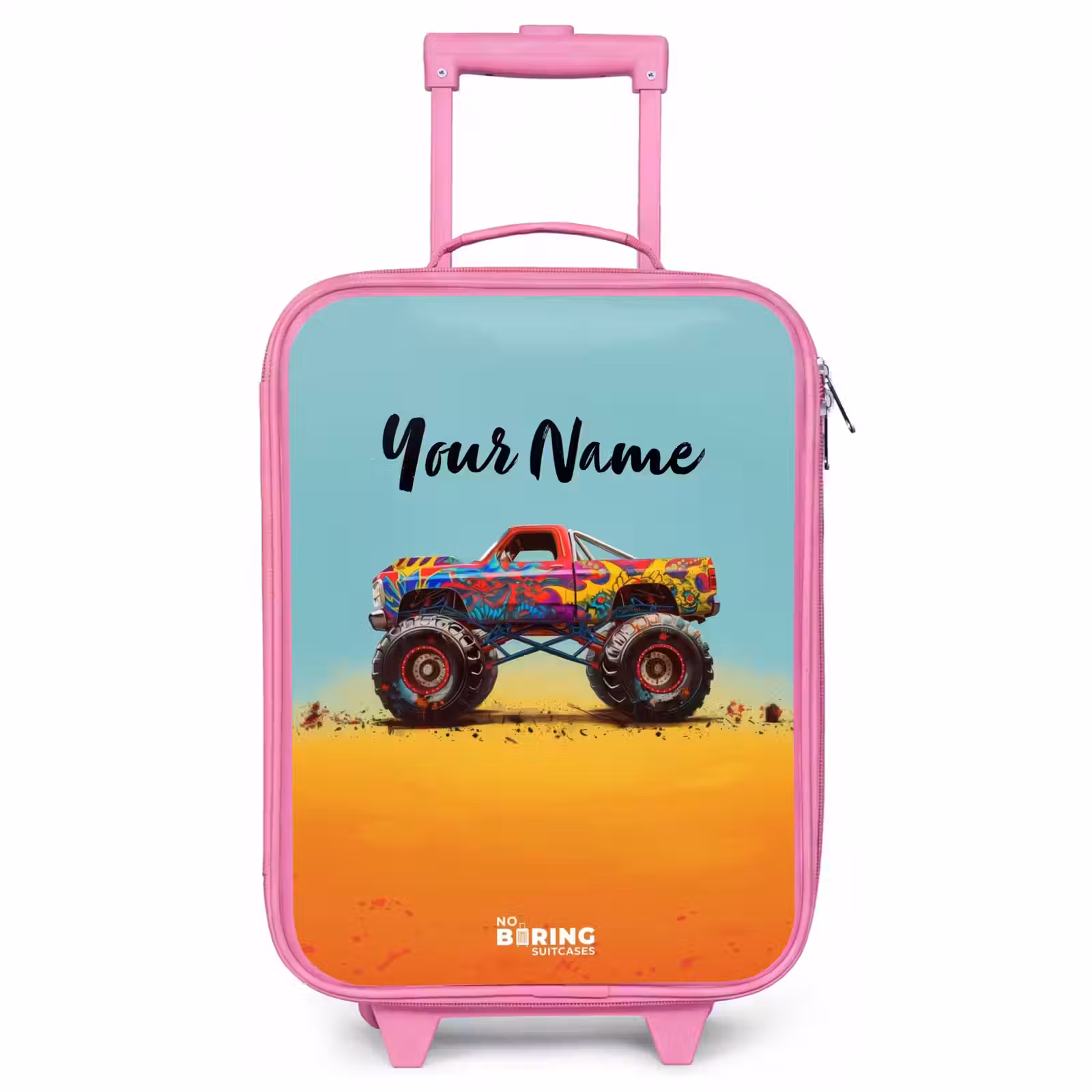 Children's suitcase - Pink - Monster Truck with Graffiti Print in the Sand — 1