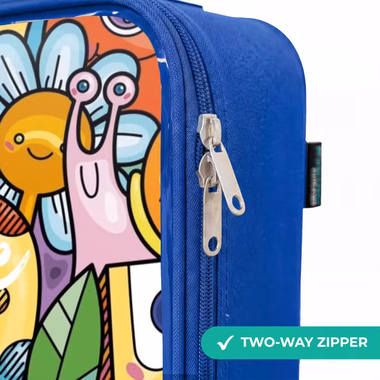 Children's suitcase - Blue - Cartoon of different creatures and faces — 6