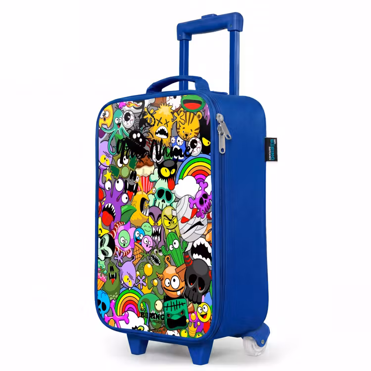 Children's suitcase - Blue - Chaotic colorful monster pattern — 5