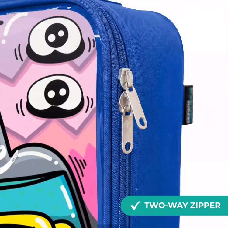 Children's suitcase - Blue - Expressive and busy pattern with samples — 6